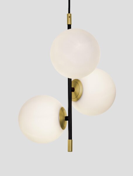 Hängeleuchte in Schwarz Weiß Gold 33 cm breit G9 Glas Metall