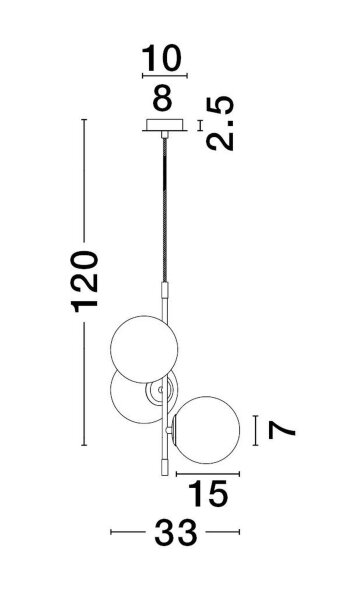 Hängeleuchte in Schwarz Weiß Gold 33 cm breit G9 Glas Metall