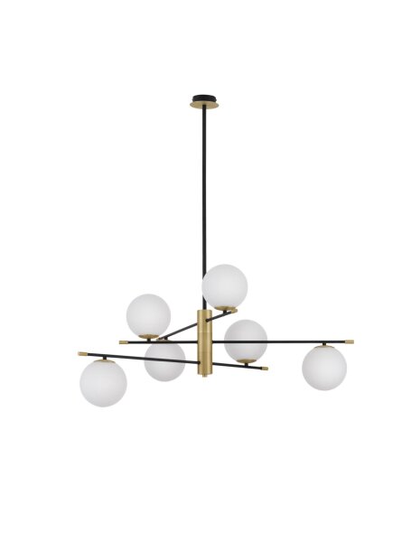 Pendelleuchte G9 in Schwarz Weiß Gold 100 cm breit rund