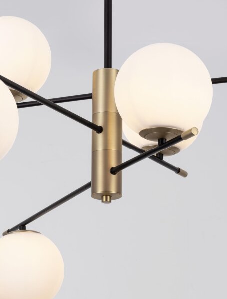 Pendelleuchte G9 in Schwarz Weiß Gold 100 cm breit rund