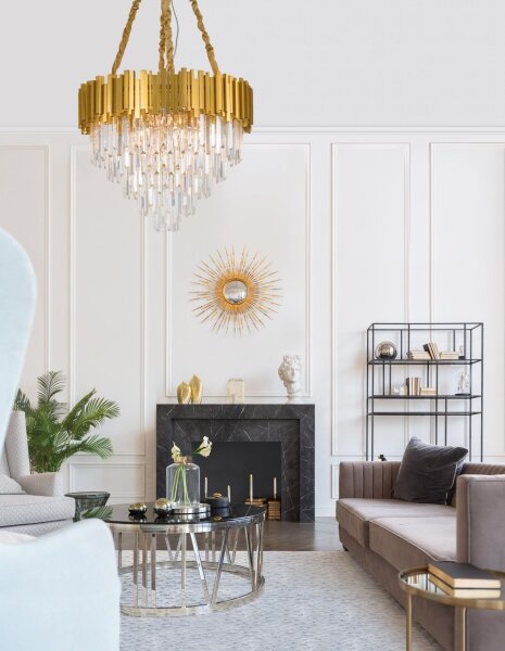 Hängelampe E14 Ø 73 cm in Gold höhenverstellbar Klassisch