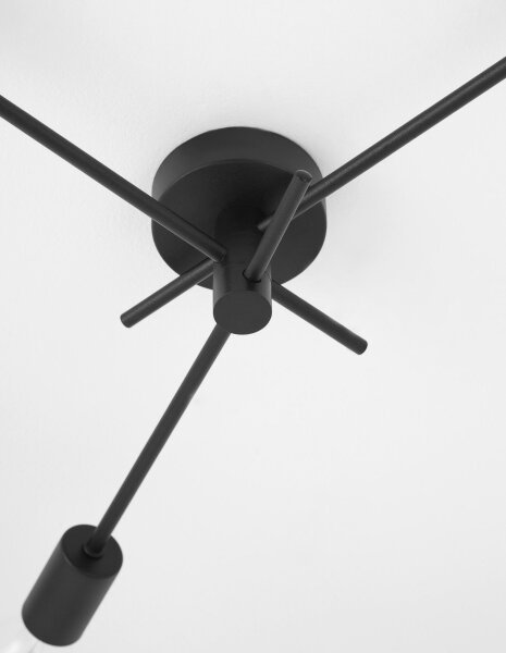 Deckenlampe E27 Ø 56 cm Schwarz Retro Metall 3 flammig