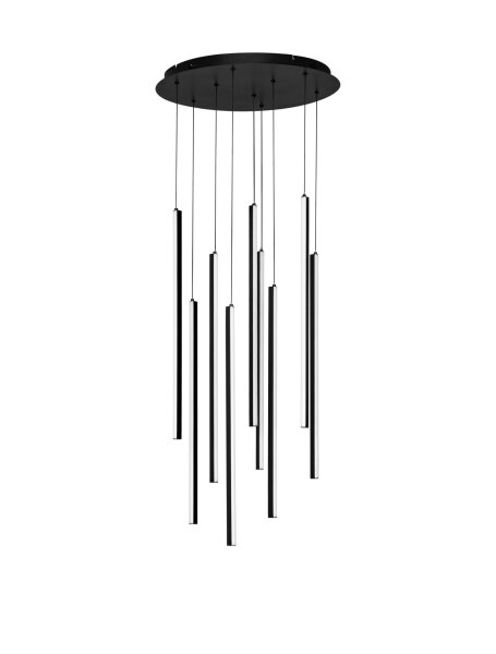 LED Pendelleuchte 50 cm breit Schwarz dimmbar 9 flammig