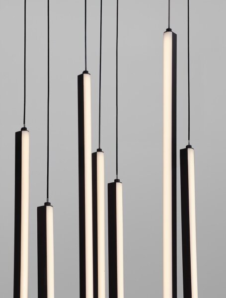 LED Pendelleuchte 50 cm breit Schwarz dimmbar 9 flammig