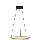 LED H&auml;ngeleuchte &Oslash; 46 cm in Schwarz Gold dimmbar Ring Modern
