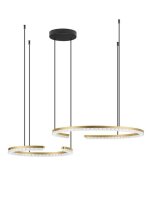 LED Pendelleuchte 93 cm breit in Schwarz Gold dimmbar Ring