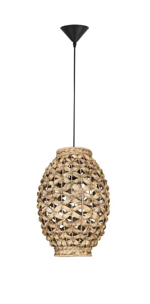 Pendelleuchte E27 24 cm breit Schwarz Braun höhenverstellbar