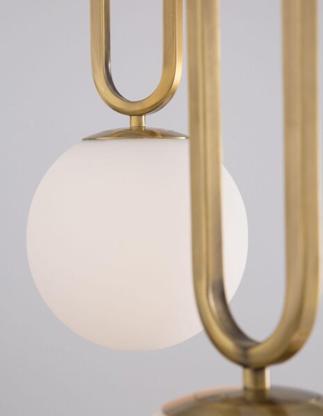 Hängelampe in Gold Weiß Ø 20 cm E27 Glas Metall rund Kugel
