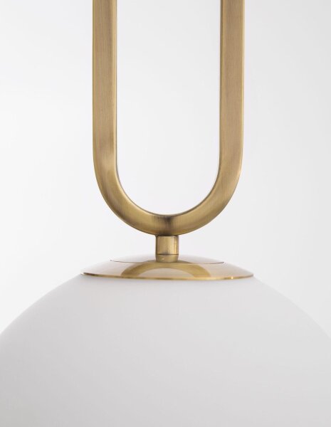 Hängelampe in Gold Weiß Ø 20 cm E27 Glas Metall rund Kugel