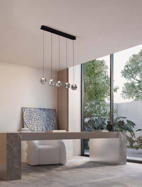 LED Pendelleuchte 84 cm lang Schwarz dimmbar 5 flammig