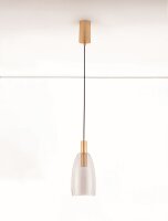 LED Pendelleuchte 14,2 cm breit in Gold Grau Retro Rauchglas