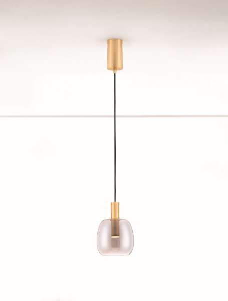 LED Hängeleuchte in Gold Grau Ø 16 cm höhenverstellbar Retro
