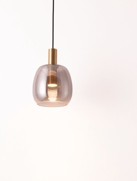 LED Hängeleuchte in Gold Grau Ø 16 cm höhenverstellbar Retro