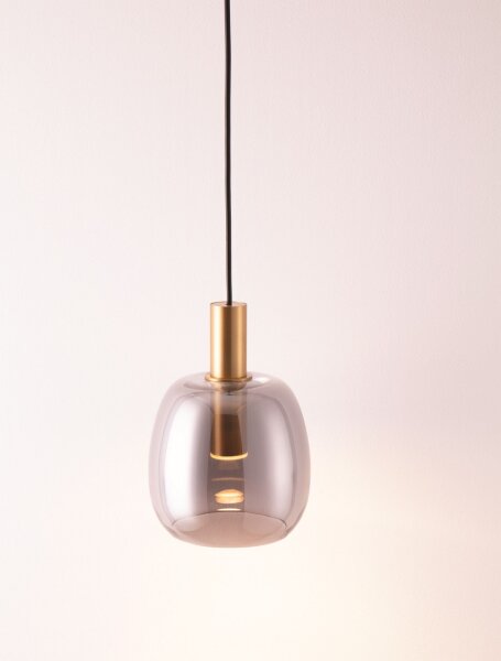 LED Hängeleuchte in Gold Grau Ø 16 cm höhenverstellbar Retro