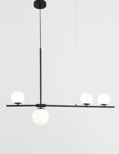 Hängelampe Retro Schwarz Weiß 100 cm lang G9 Glas Metall