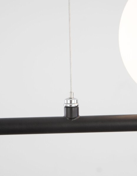 Hängelampe Retro Schwarz Weiß 100 cm lang G9 Glas Metall