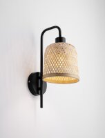 Wandlampe E27 36 cm hoch Schwarz Natur Boho Bambus Metall