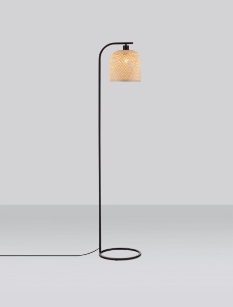 Stehleuchte Boho Schwarz Natur 160 cm E27 Bambus Metall