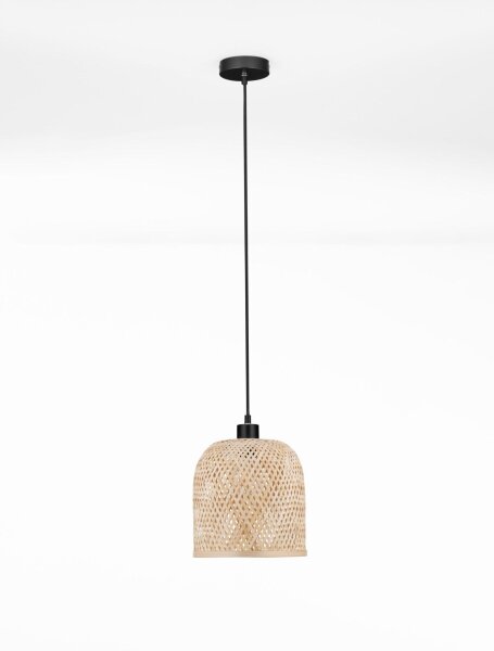 Hängeleuchte Schwarz Natur 23 cm breit E27 höhenverstellbar