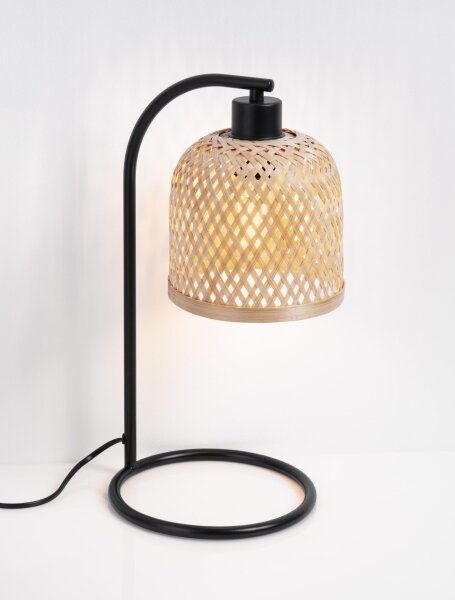 Tischlampe Boho E27 41 cm Schwarz Natur Bambus Metall