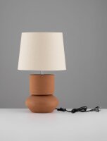 Tischlampe Keramik Stoffschirm E27 48 cm Terrakotta...