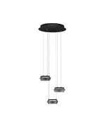 LED H&auml;ngelampe Schwarz 35 cm breit dimmbar Rauchglas Modern