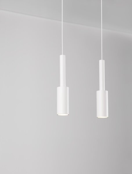 LED Pendelleuchte schmal 30 cm lang Weiß höhenverstellbar