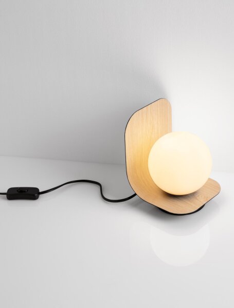 Nachttischlampe rund E14 18 cm Natur Weiß Schwarz KALLAN