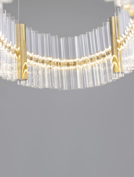 LED Pendelleuchte Ring Ø 90 cm in Gold dimmbar Glas warmweiß