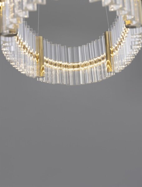 LED Pendelleuchte Ring Ø 90 cm in Gold dimmbar Glas warmweiß