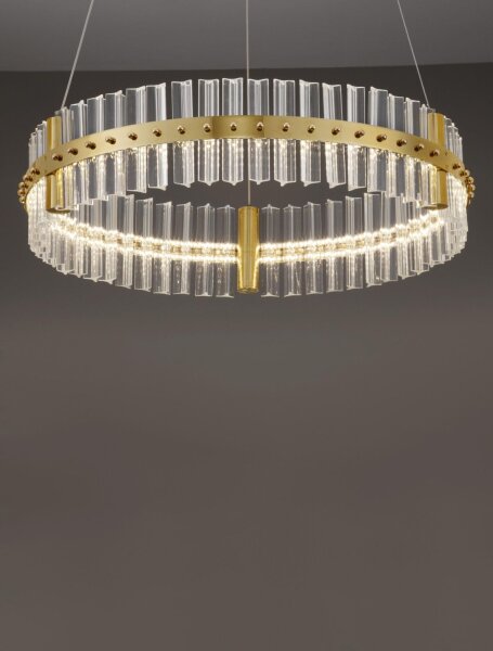 LED Pendelleuchte in Gold Ø 60 cm dimmbar Glas Ring warmweiß