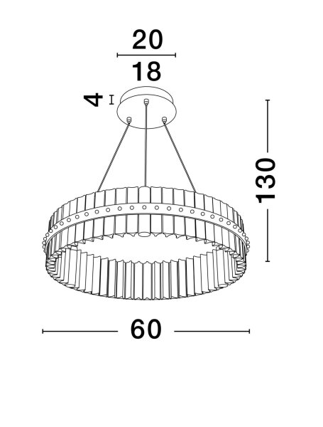 LED Pendelleuchte in Gold Ø 60 cm dimmbar Glas Ring warmweiß