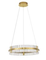 LED Pendelleuchte in Gold &Oslash; 60 cm dimmbar Glas Ring warmwei&szlig;