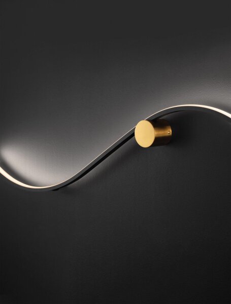 LED Wandlampe 102 cm breit in Schwarz Gold warmweiß Modern