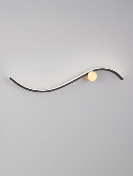 LED Wandleuchte in Gold Schwarz 65 cm breit warmweiß Modern