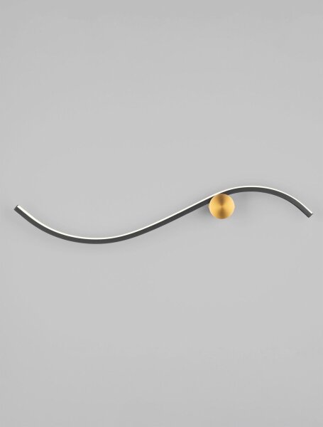 LED Wandleuchte in Gold Schwarz 65 cm breit warmweiß Modern