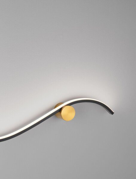 LED Wandleuchte in Gold Schwarz 65 cm breit warmweiß Modern