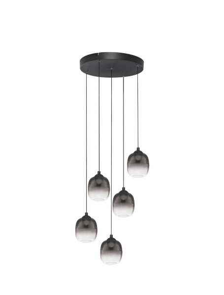 LED Pendelleuchte Rauchglas Schwarz Grau 43 cm breit dimmbar
