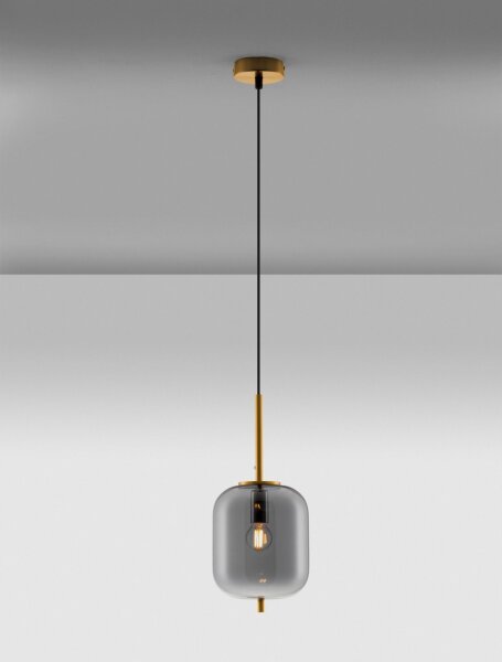 Hängelampe Retro in Gold Grau 16,5 cm breit E27 KENNA