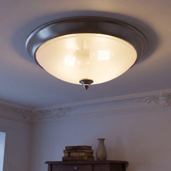 Wohnzimmerlampe Glas rund Ø30cm in Nickel ELENI