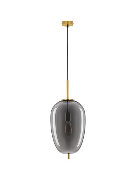 Pendelleuchte Rauchglas Metall E27 in Gold Grau 27 cm breit