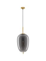 Pendelleuchte Rauchglas Metall E27 in Gold Grau 27 cm breit