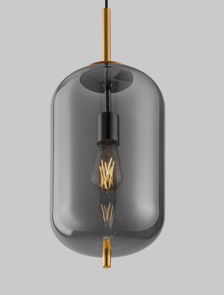Hängelampe E27 22 cm breit in Gold Grau höhenverstellbar