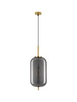 H&auml;ngelampe E27 22 cm breit in Gold Grau h&ouml;henverstellbar