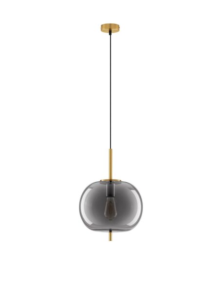 Hängeleuchte in Gold Grau Ø 30 cm E27 Retro Rauchglas Metall