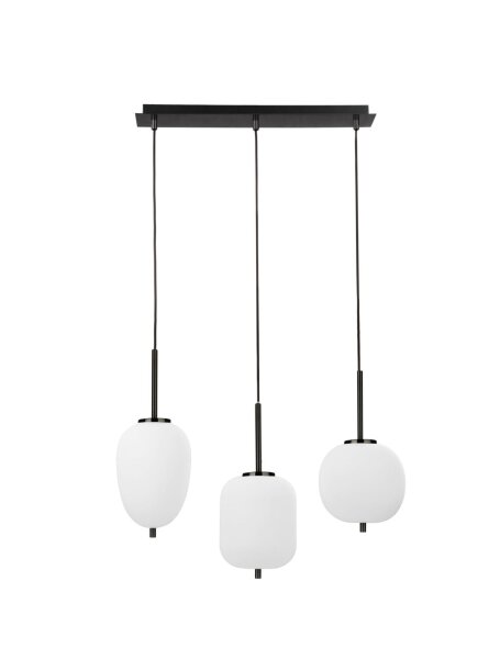 Pendelleuchte Glas Metall E14 53 cm lang in Gold Weiß Retro