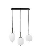 Pendelleuchte Glas Metall E14 53 cm lang in Gold Wei&szlig; Retro