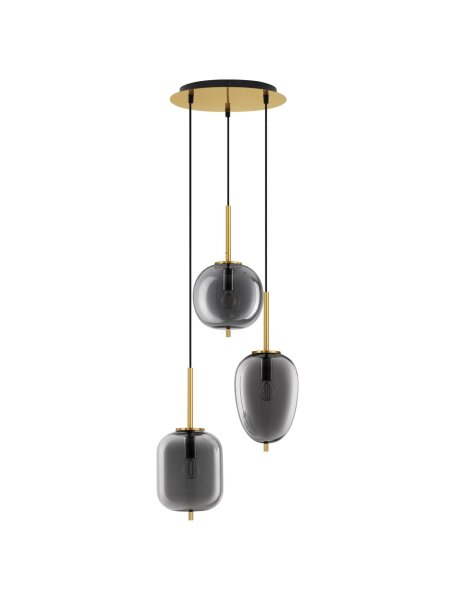 Hängelampe 46 cm breit E27 in Gold Grau höhenverstellbar