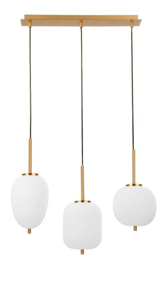 Hängelampe in Weiß Gold 53 cm lang E14 Retro Glas Metall
