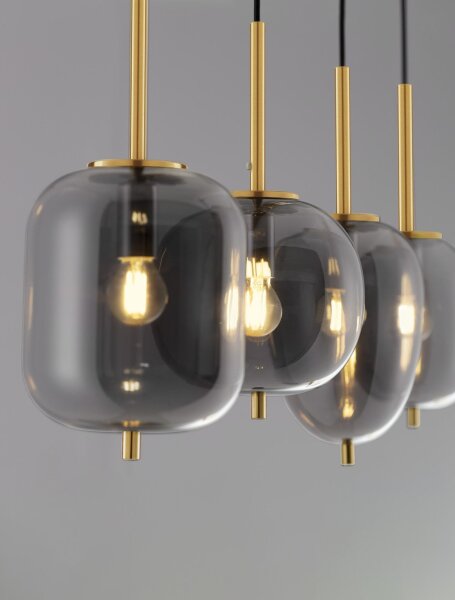 Hängeleuchte 4 flammig in Gold Grau 110 cm lang E27 Retro